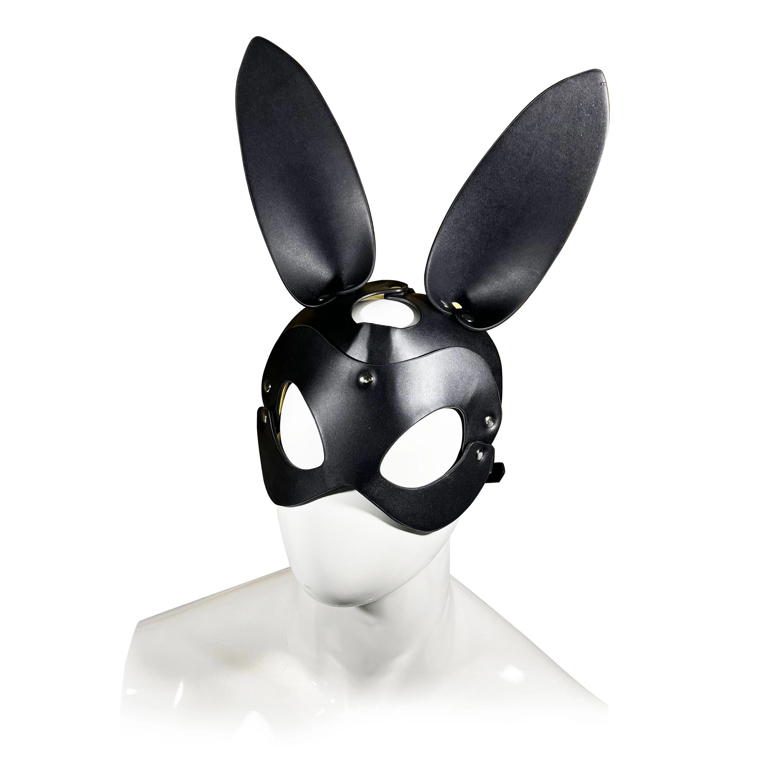THE FETISH PLEASURE PLAY BUNNY MASK BONDAGE HOOD - BLACK