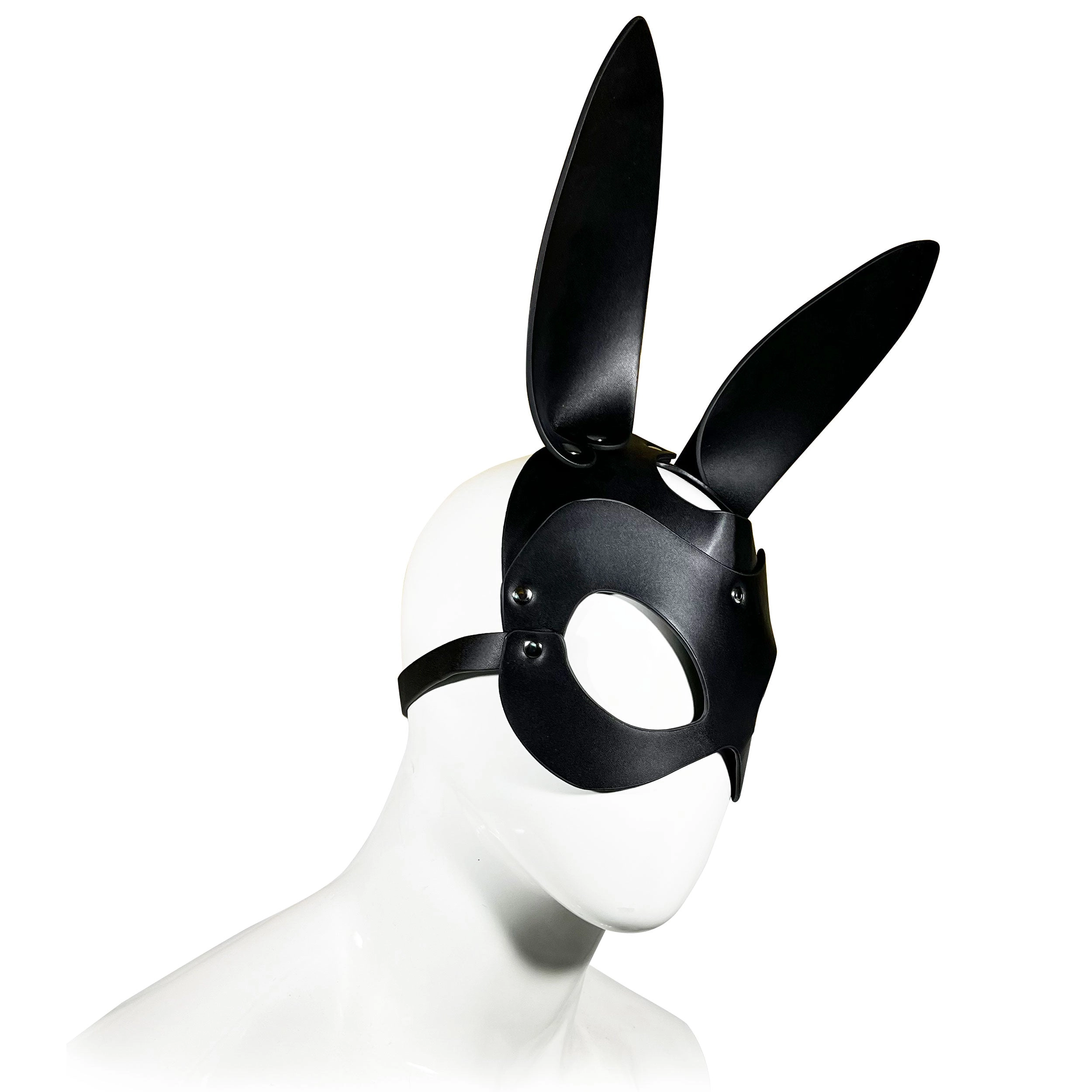 THE FETISH PLEASURE PLAY BUNNY MASK BONDAGE HOOD - BLACK