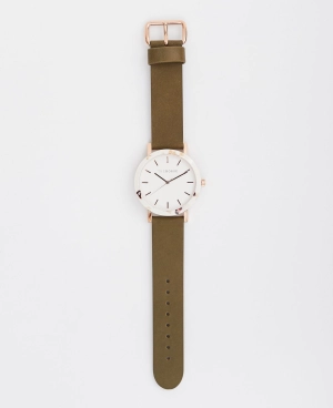 The Resin: Nougat Case / White Dial / Rose Gold Indexing / Olive Leather