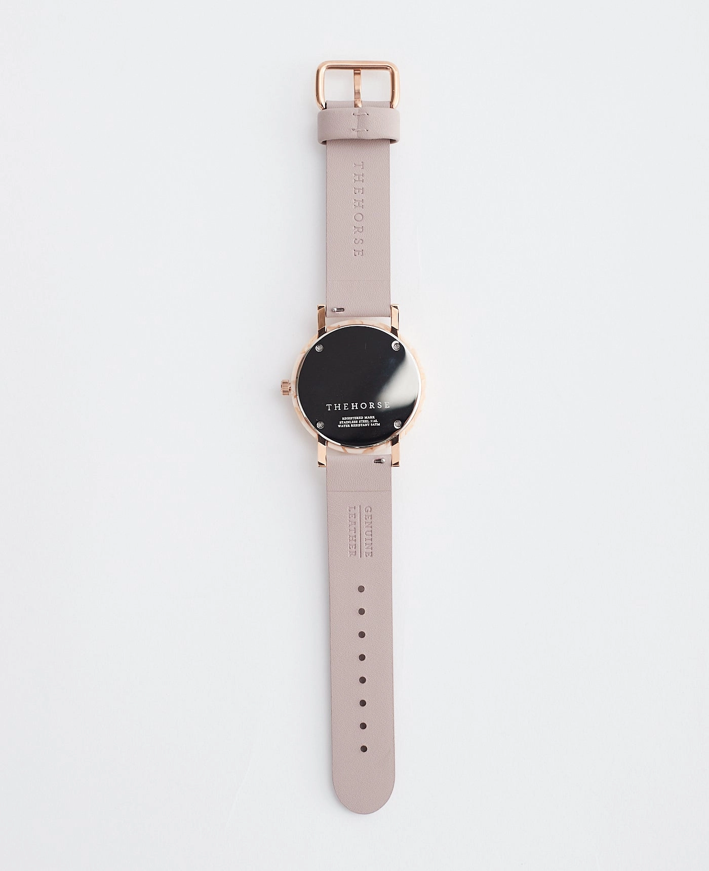 The Resin: Peach Speckle Case / White Dial / Rose Gold Indexing / Blush Leather