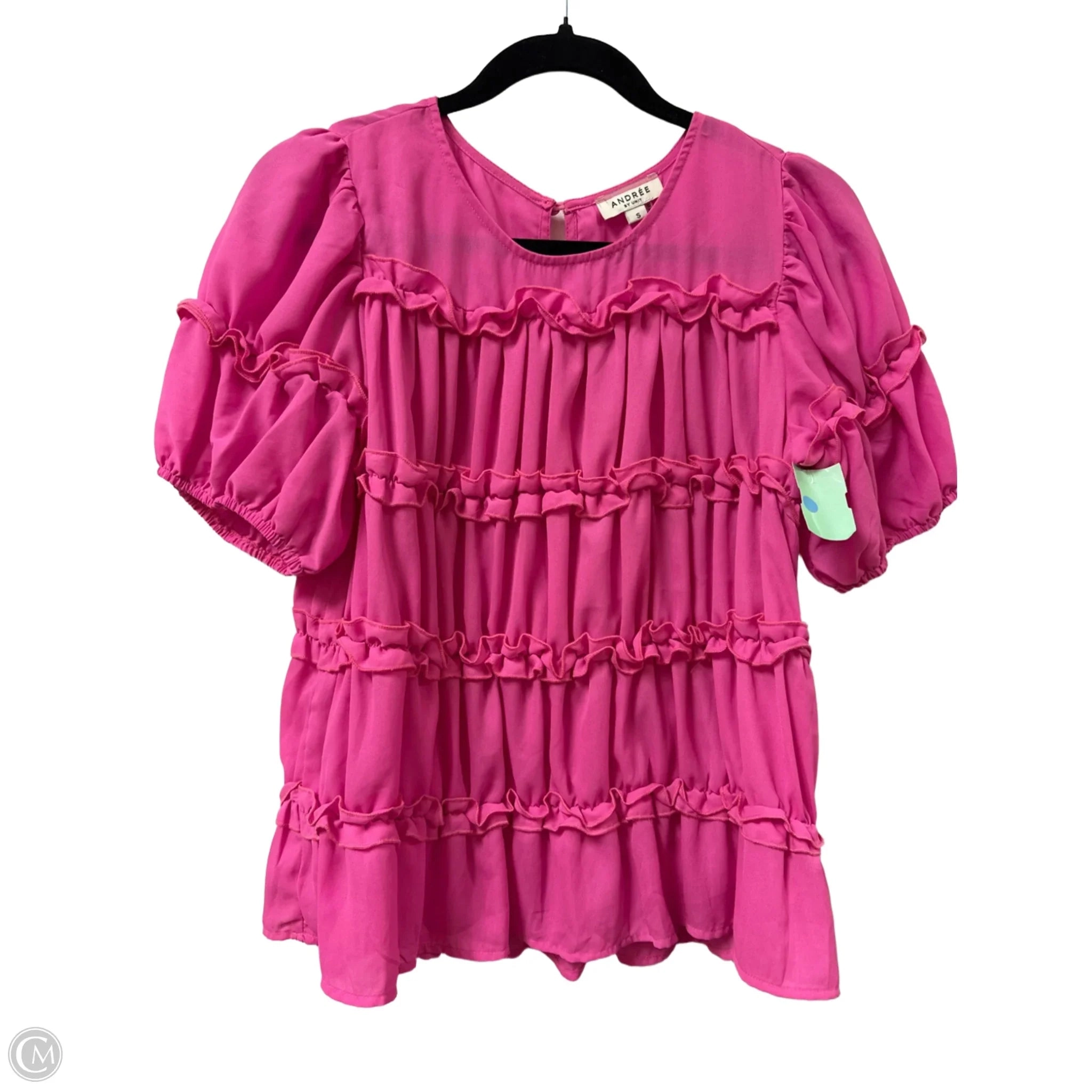 Top Short Sleeve By Andree By Unit In Pink, Size: S