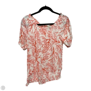 Top Short Sleeve By Michael By Michael Kors In Orange & White, Size: L