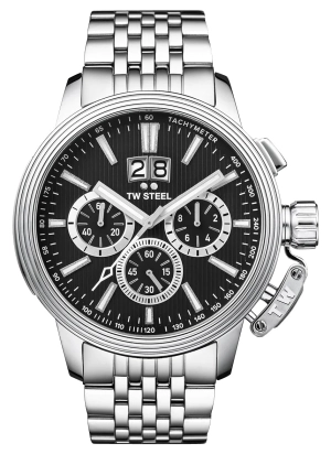 TW Steel CEO Adesso Chronograph Stainless Steel Black Dial Date Quartz Mens Watch CE7020