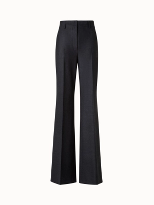 Wide Straight Wool Stretch Flannel Pants