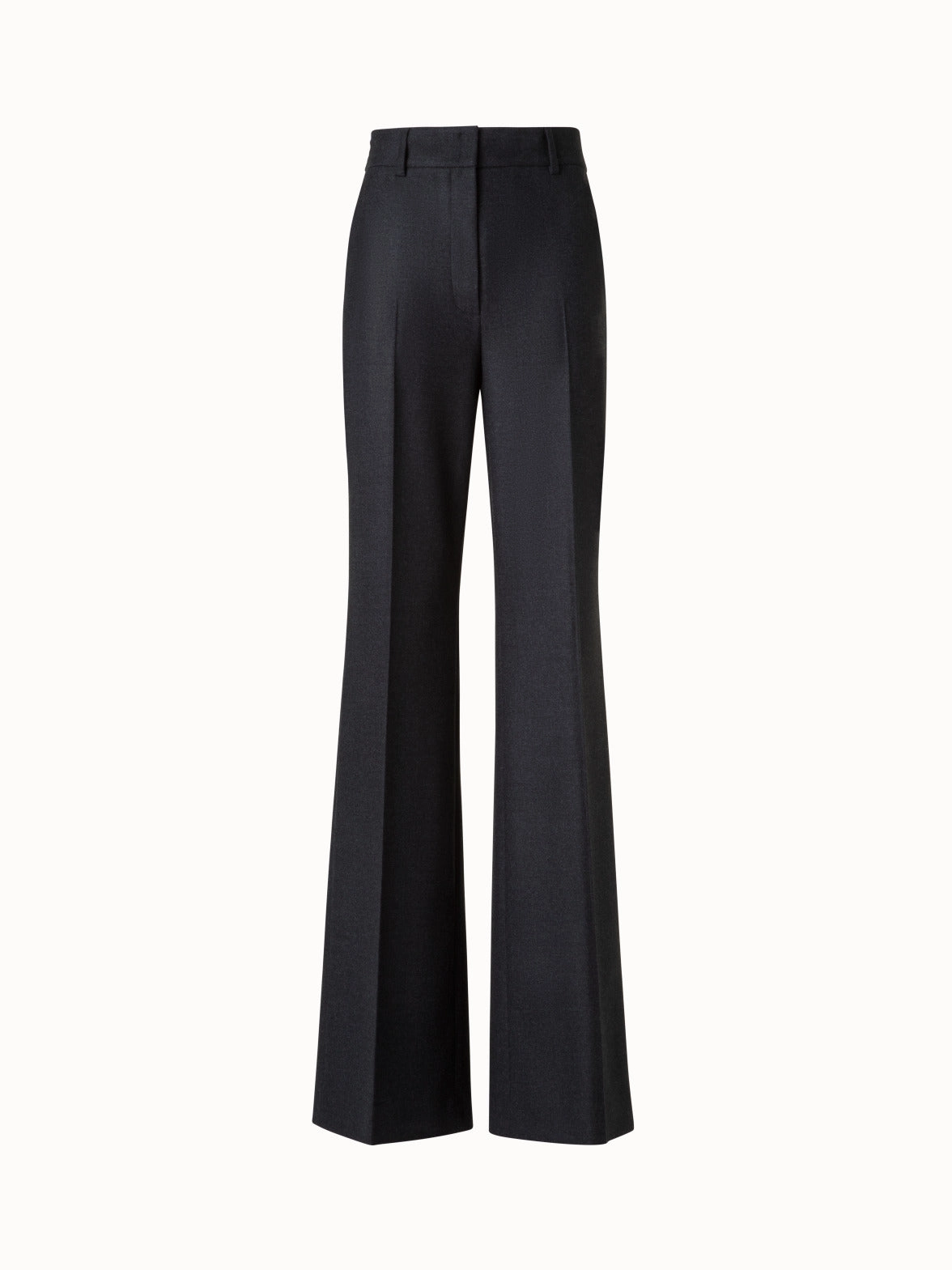 Wide Straight Wool Stretch Flannel Pants