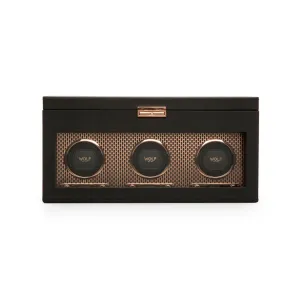 Wolf Axis Triple Watch Winder Black & Copper 469416
