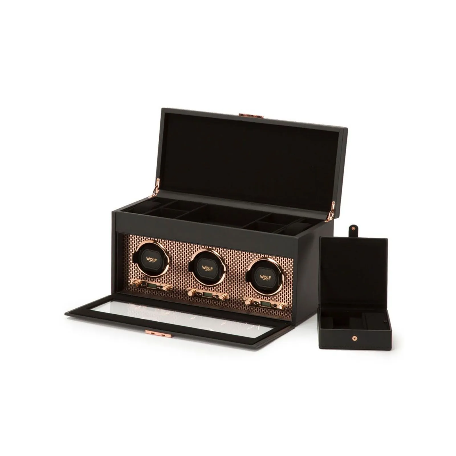 Wolf Axis Triple Watch Winder Black & Copper 469416
