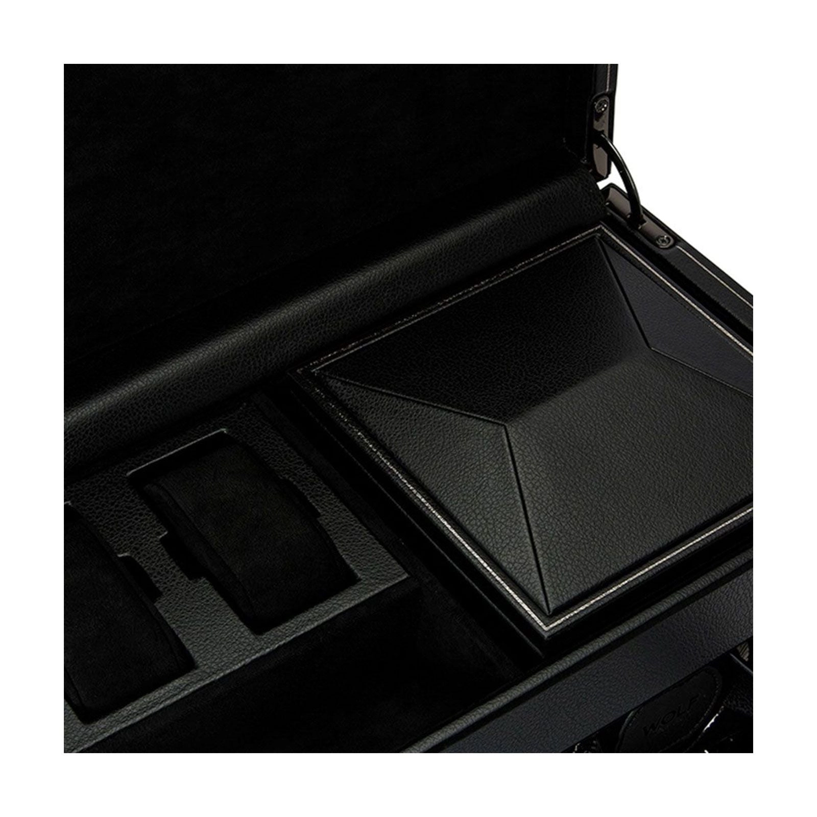 Wolf British Racing Double Watch Winder With Storage Black 792202