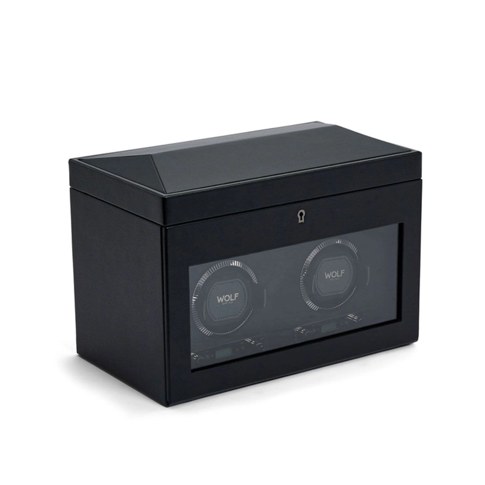 Wolf British Racing Double Watch Winder With Storage Black 792202