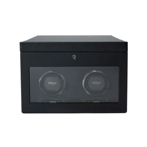Wolf British Racing Double Watch Winder With Storage Black 792202