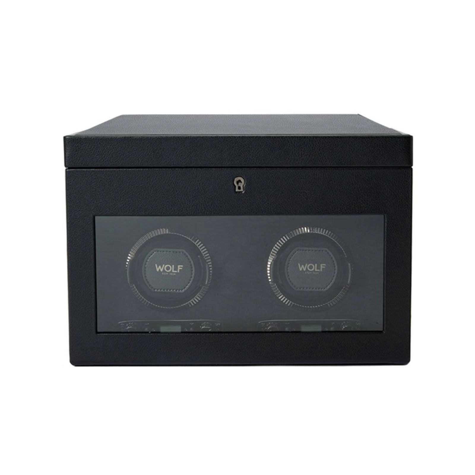 Wolf British Racing Double Watch Winder With Storage Black 792202