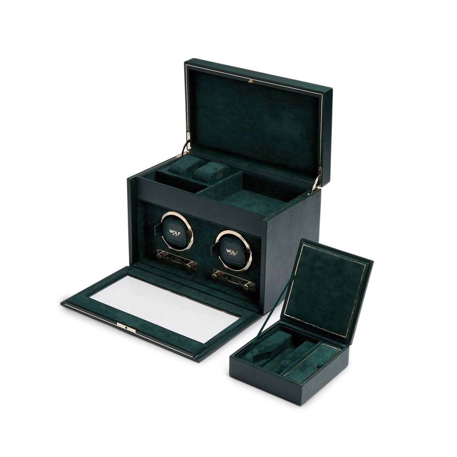 Wolf British Racing Double Watch Winder With Storage Green 792241