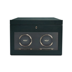 Wolf British Racing Double Watch Winder With Storage Green 792241