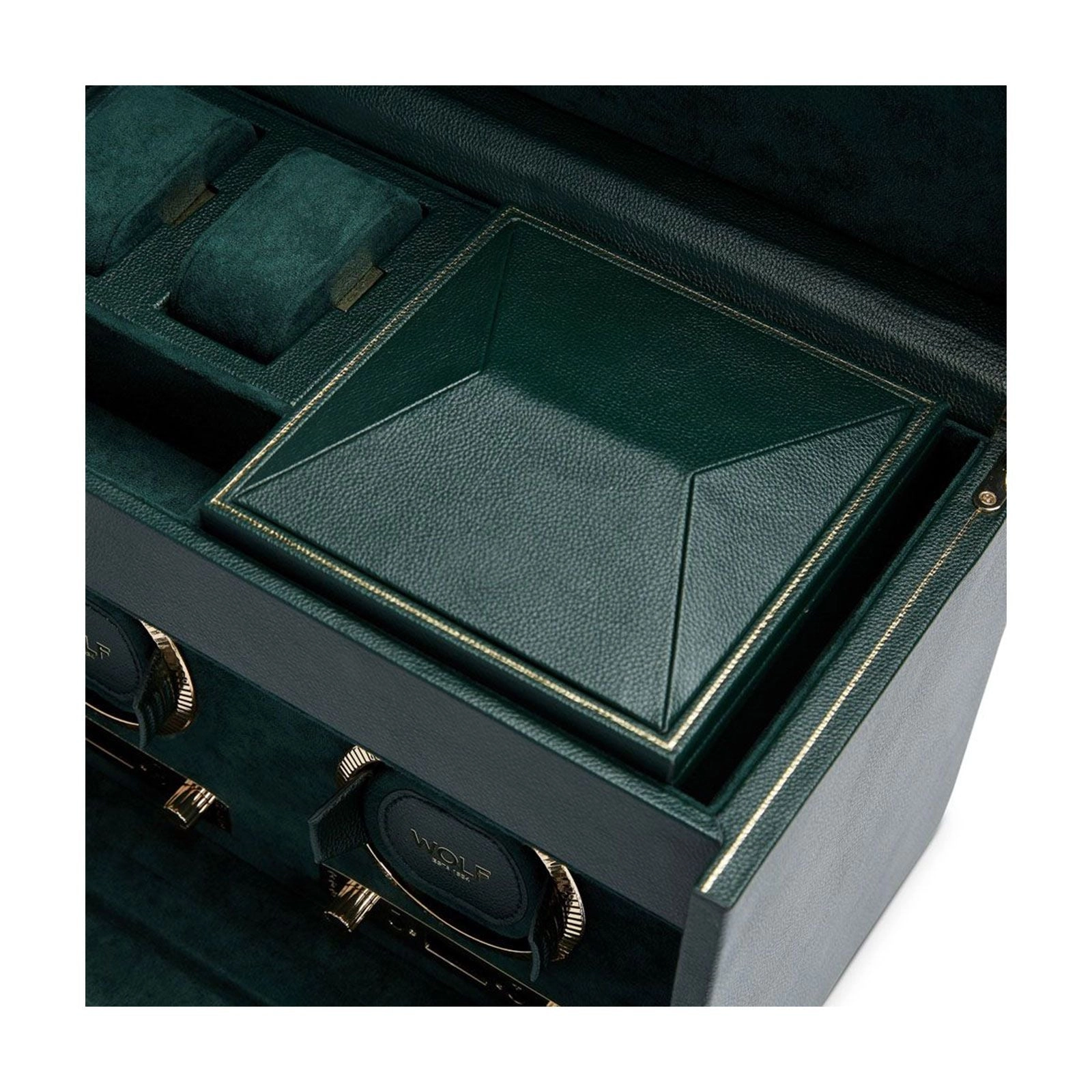 Wolf British Racing Double Watch Winder With Storage Green 792241