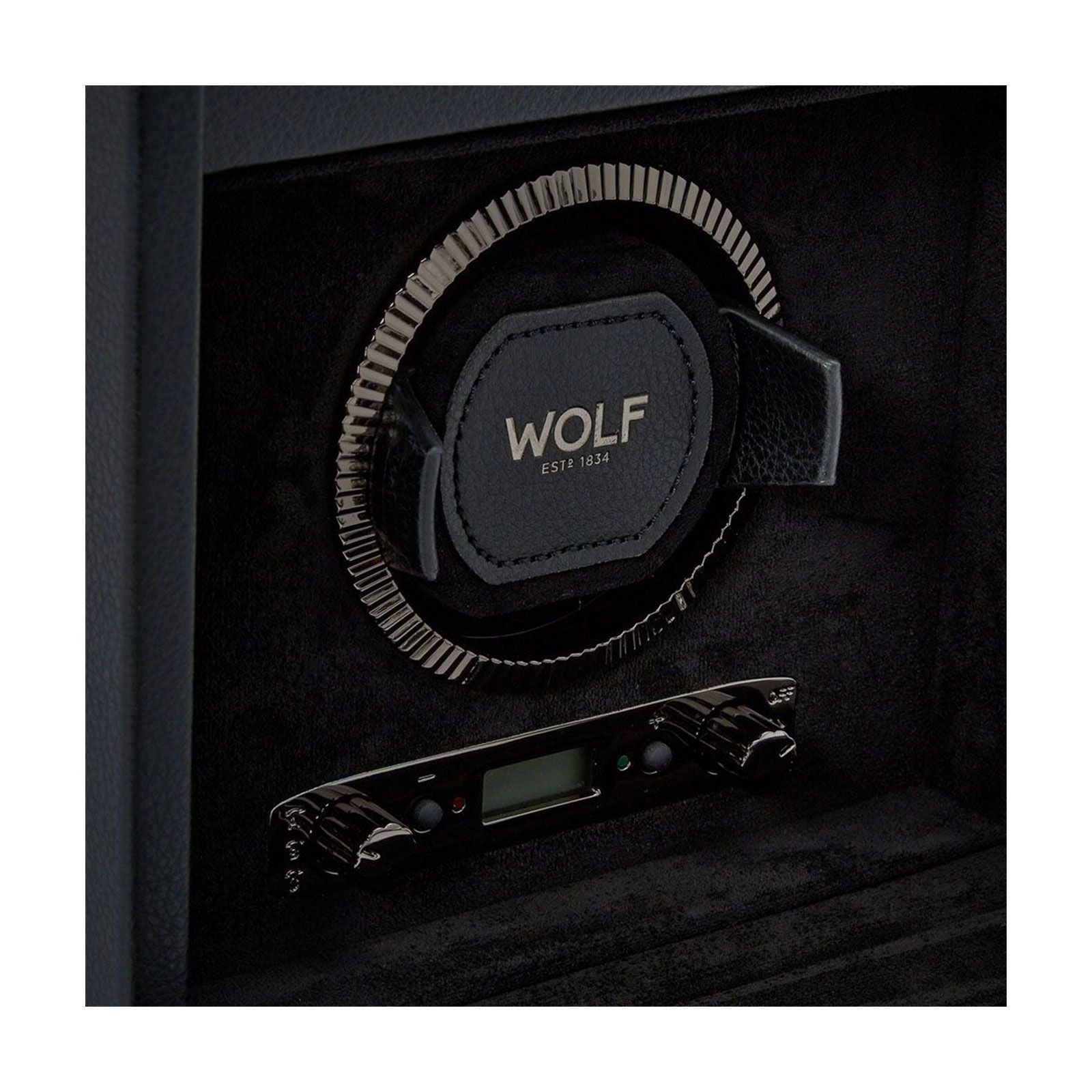 Wolf British Racing Single Watch Winder With Storage Black 792102