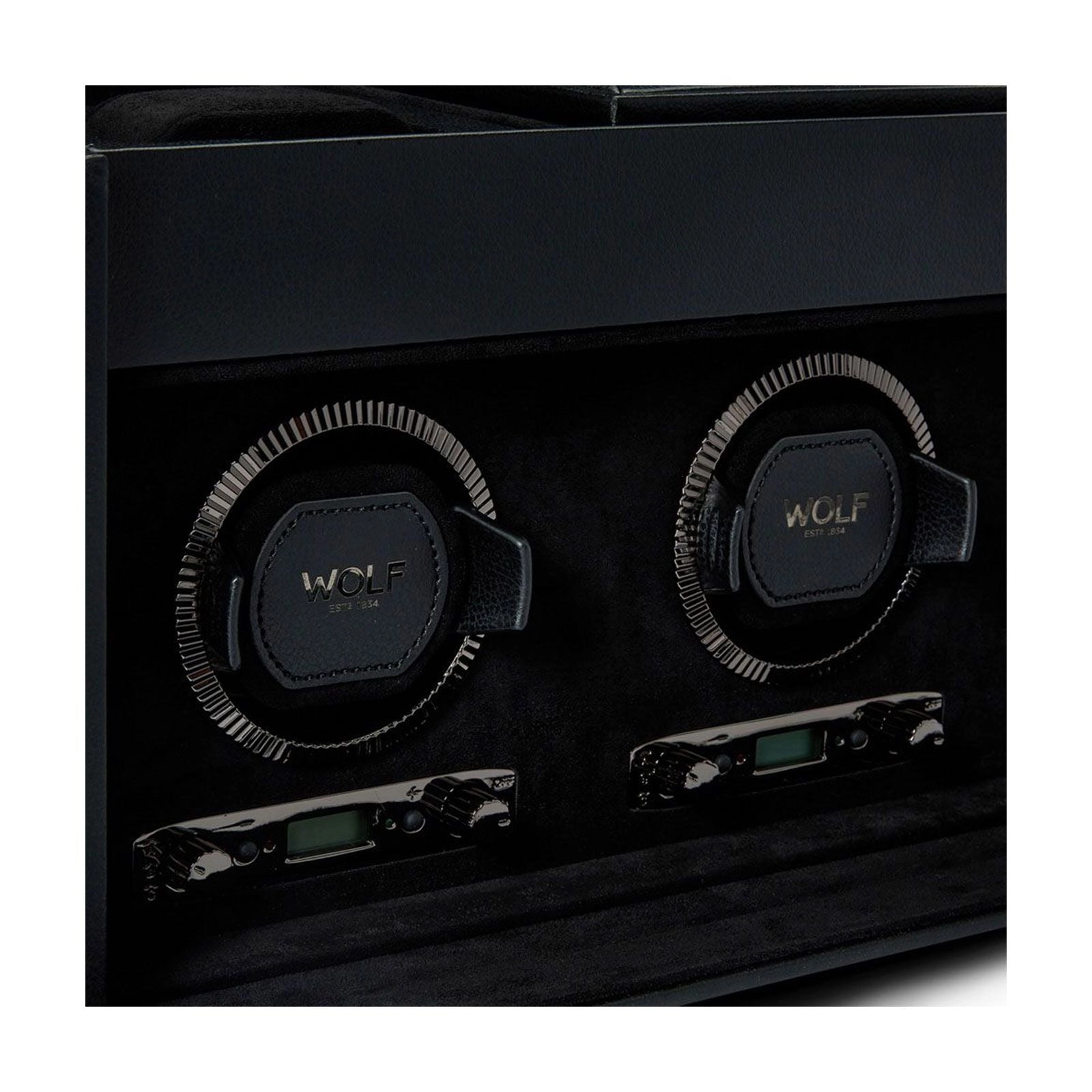 Wolf British Racing Triple Watch Winder With Storage Black 792302