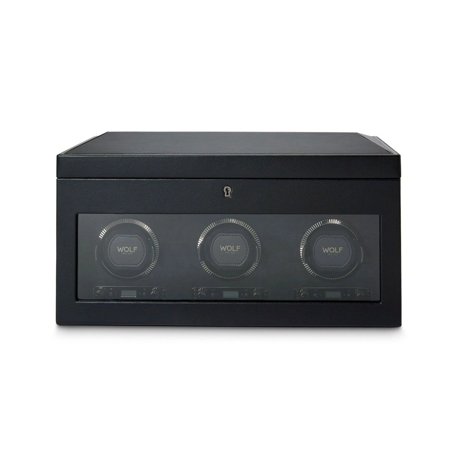 Wolf British Racing Triple Watch Winder With Storage Black 792302