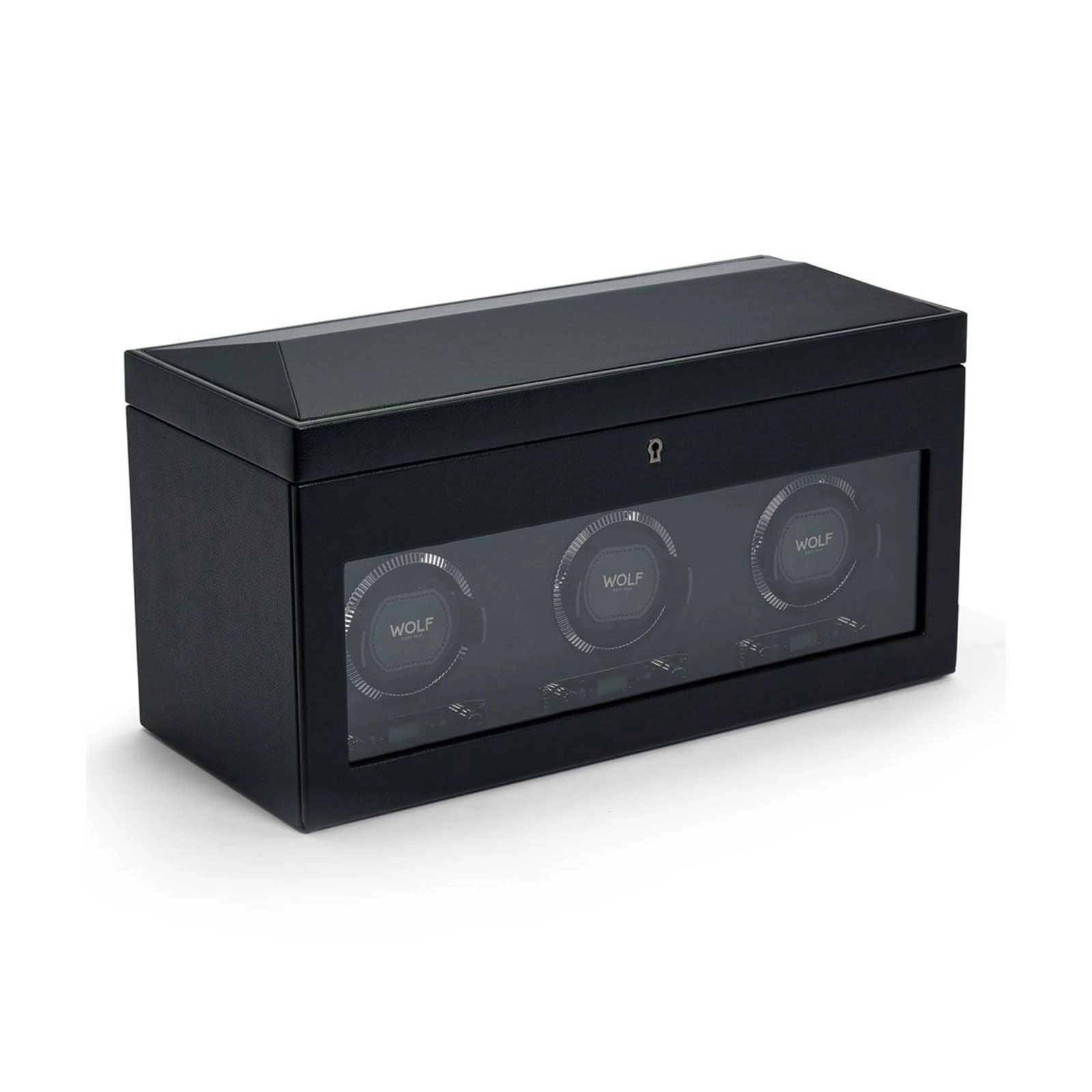 Wolf British Racing Triple Watch Winder With Storage Black 792302