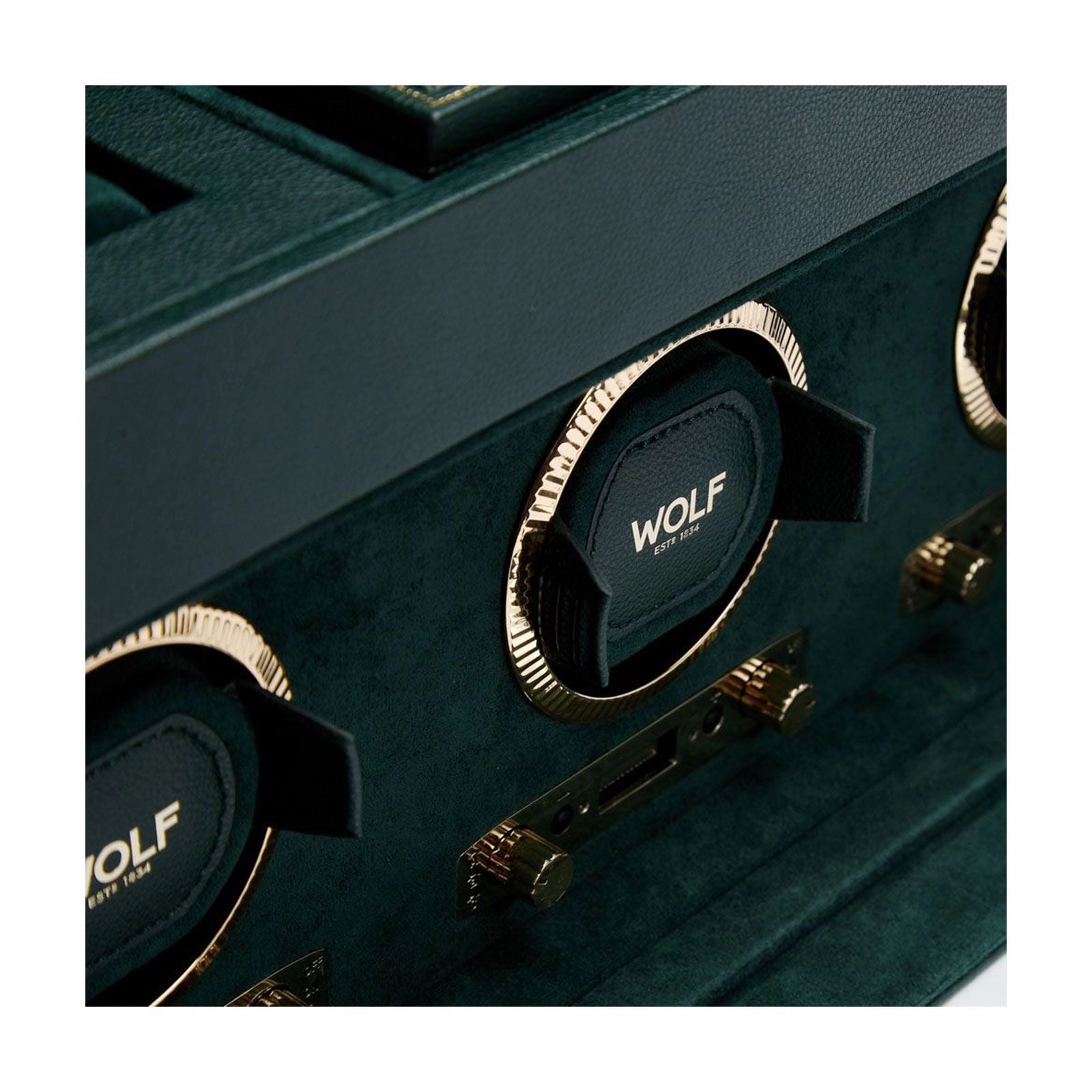 Wolf British Racing Triple Watch Winder With Storage Green 792341