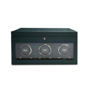 Wolf British Racing Triple Watch Winder With Storage Green 792341