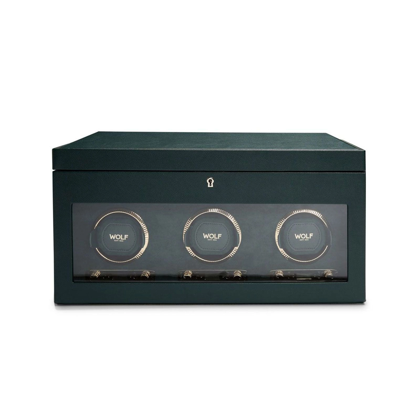 Wolf British Racing Triple Watch Winder With Storage Green 792341