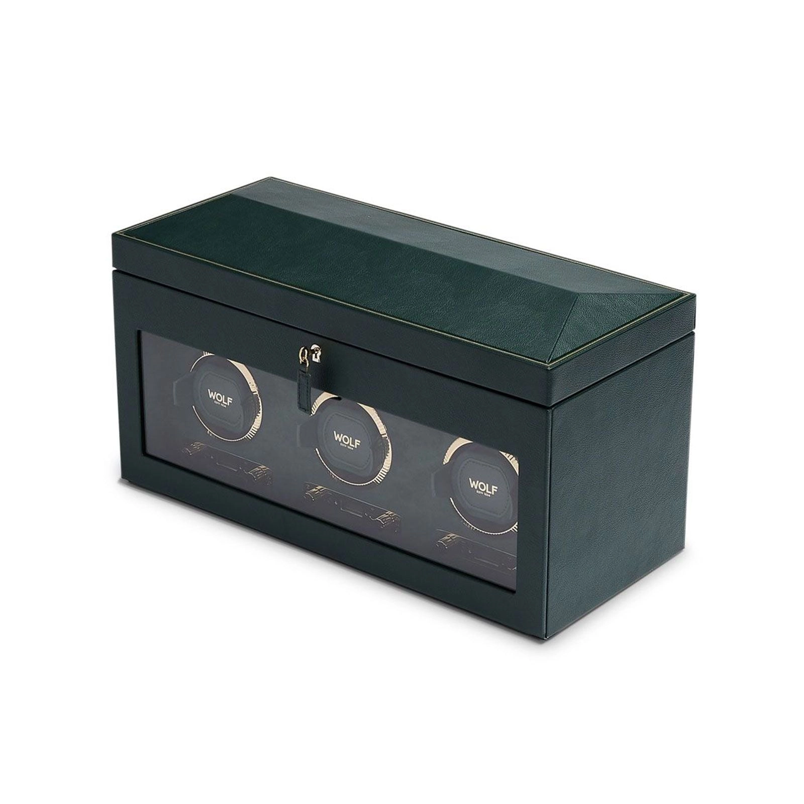 Wolf British Racing Triple Watch Winder With Storage Green 792341