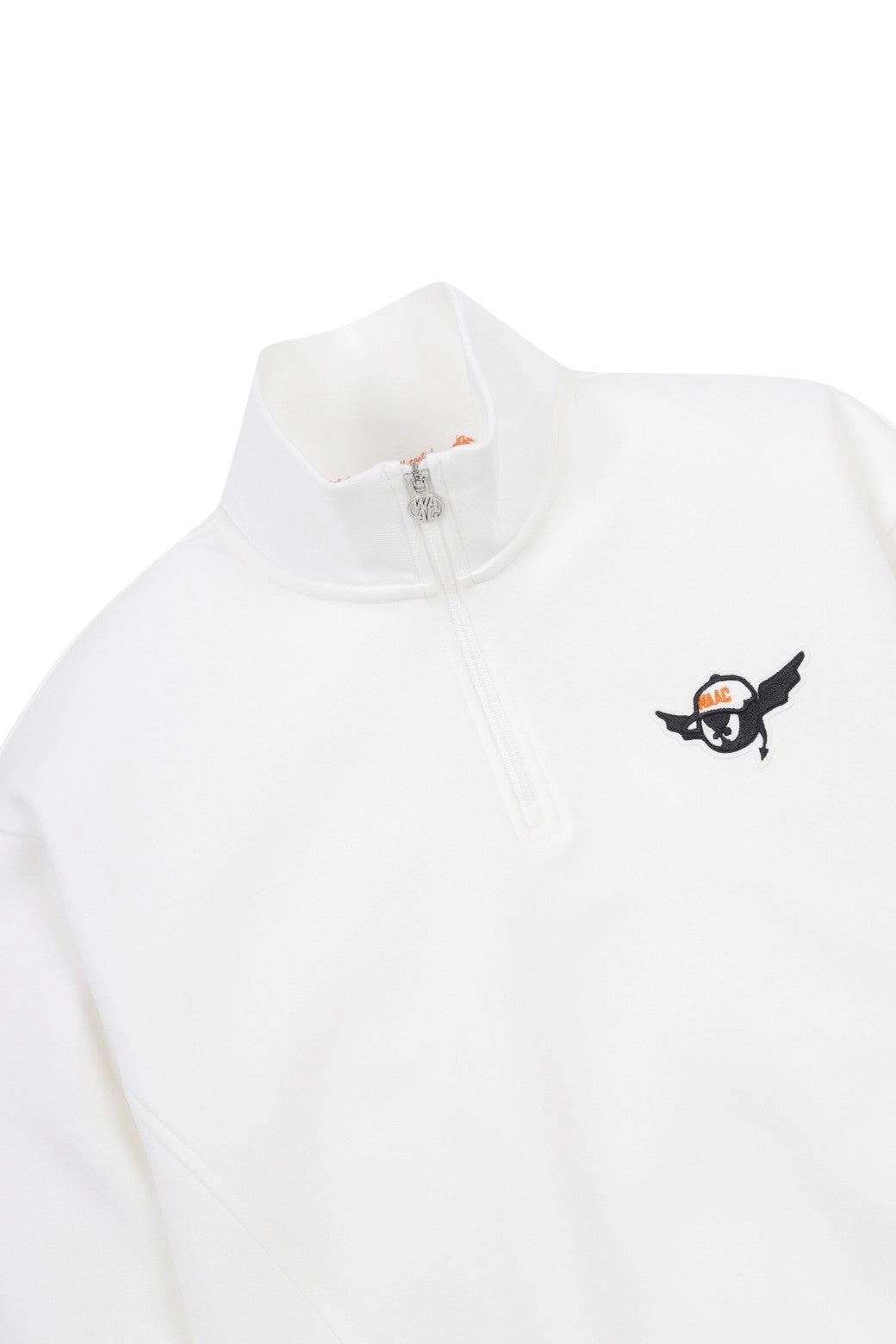 Women Athletic Half Zip-up Rib Sweatshirt White