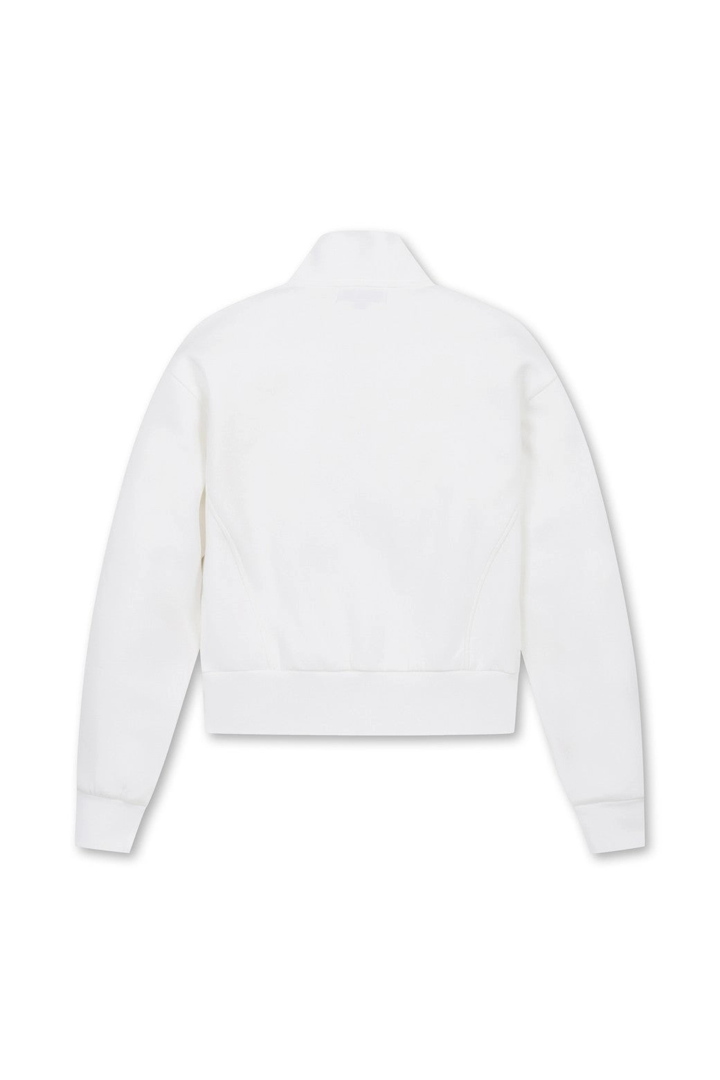Women Athletic Half Zip-up Rib Sweatshirt White