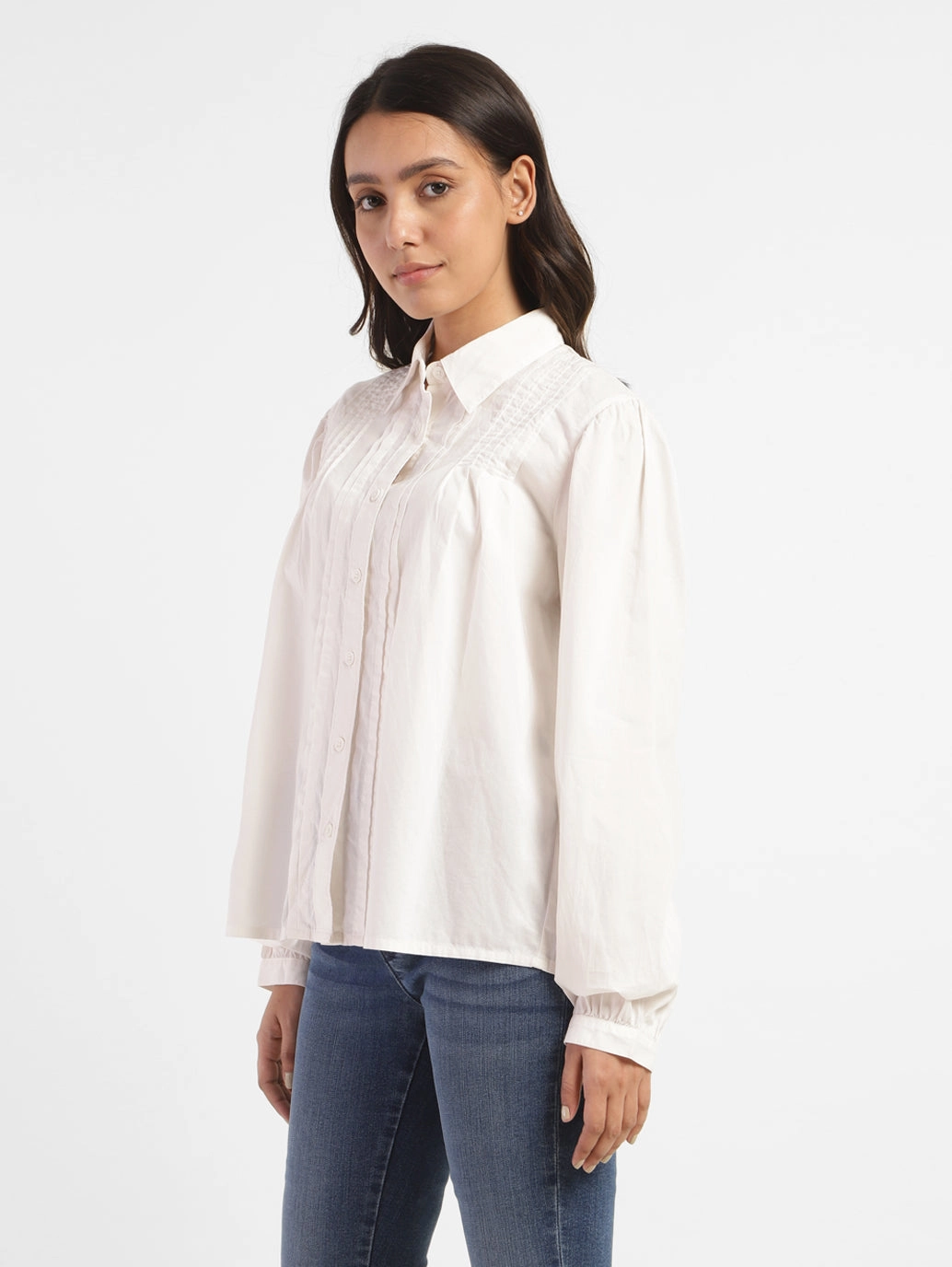 Women's Solid Spread Collar Shirt