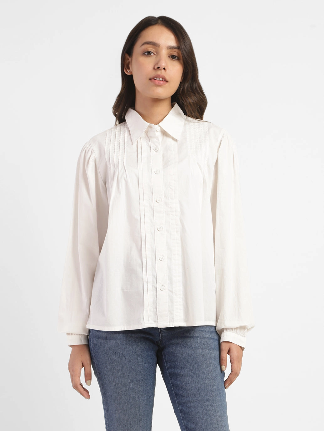 Women's Solid Spread Collar Shirt
