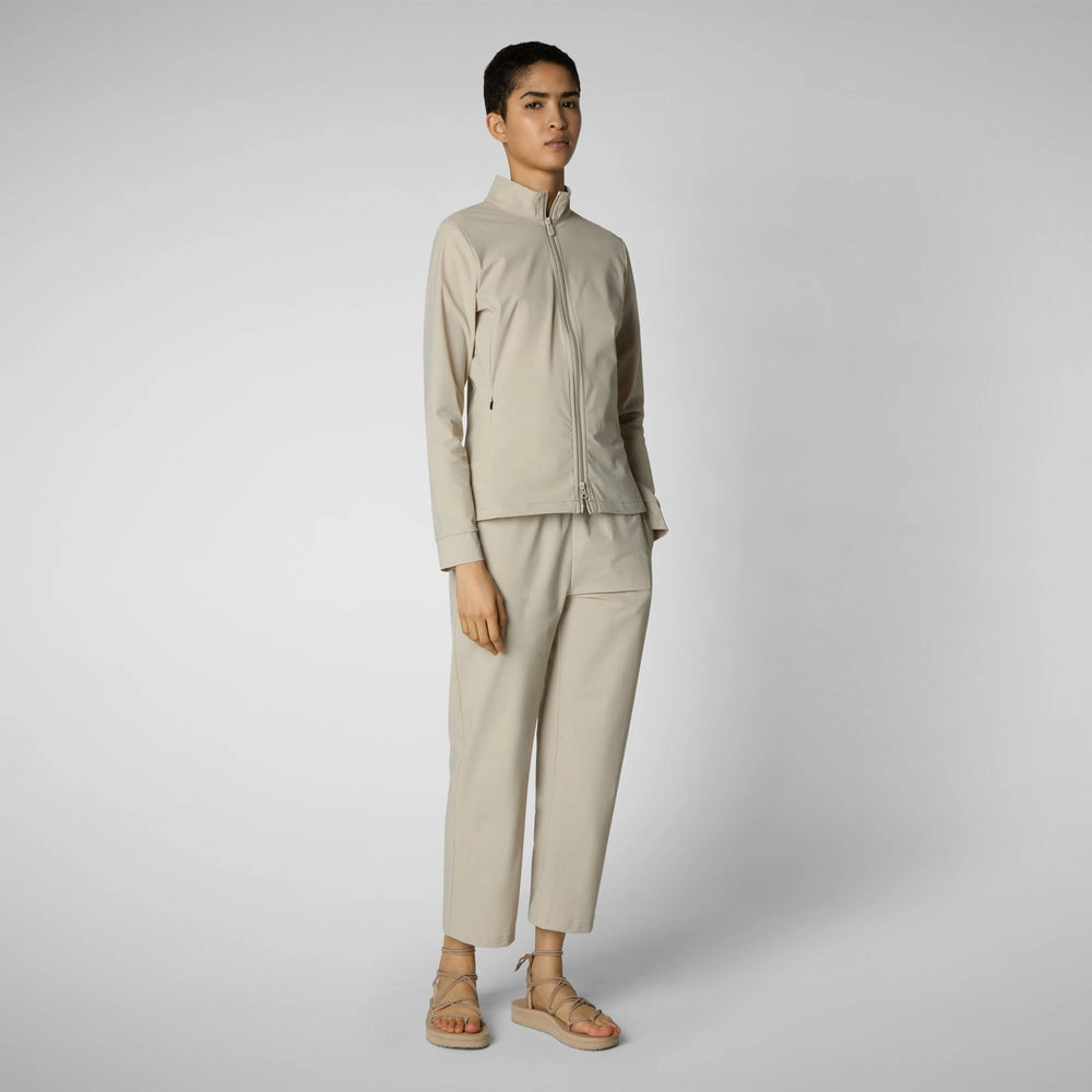 Women's stand up collar sweatshirt pella in rainy beige
