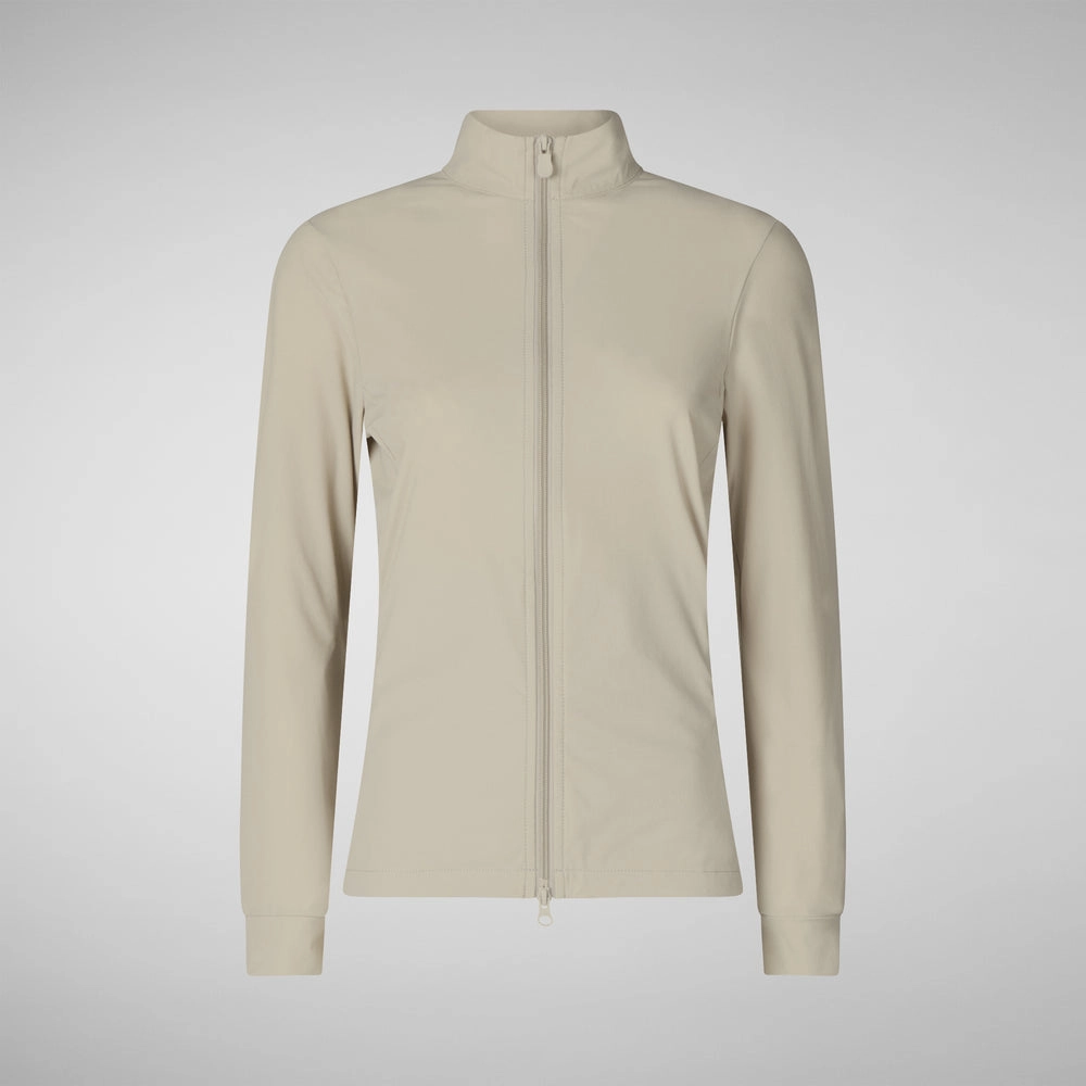 Women's stand up collar sweatshirt pella in rainy beige