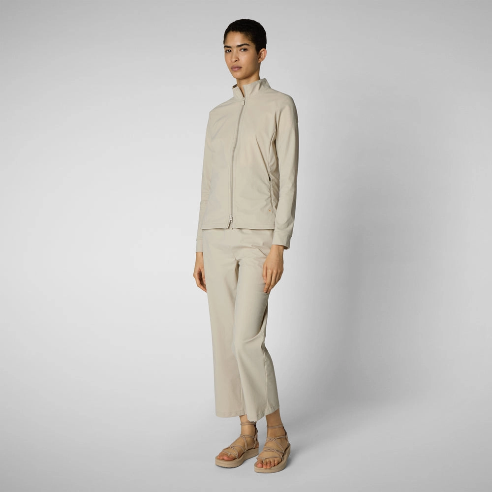 Women's stand up collar sweatshirt pella in rainy beige