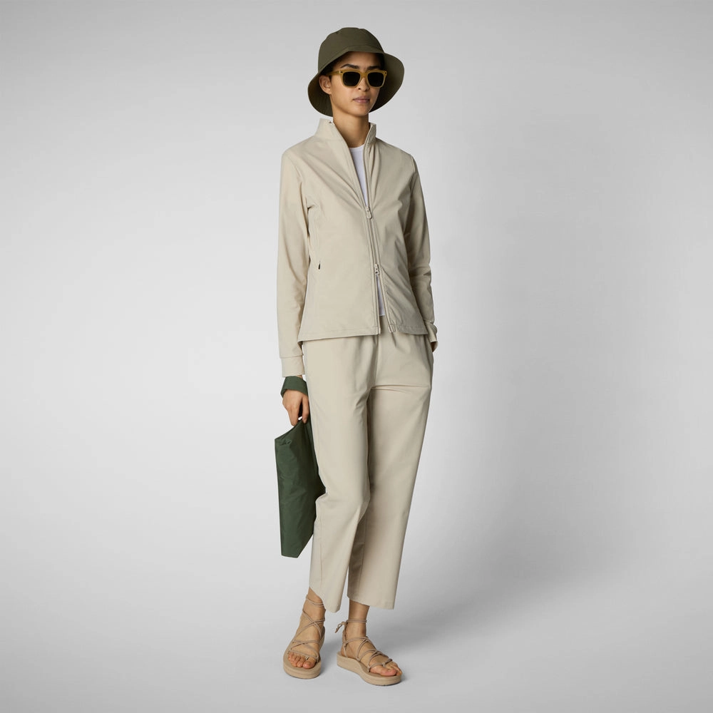 Women's stand up collar sweatshirt pella in rainy beige