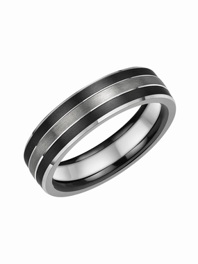 Zedd Zirconium, Platinum & Silver 6mm Wedding Ring