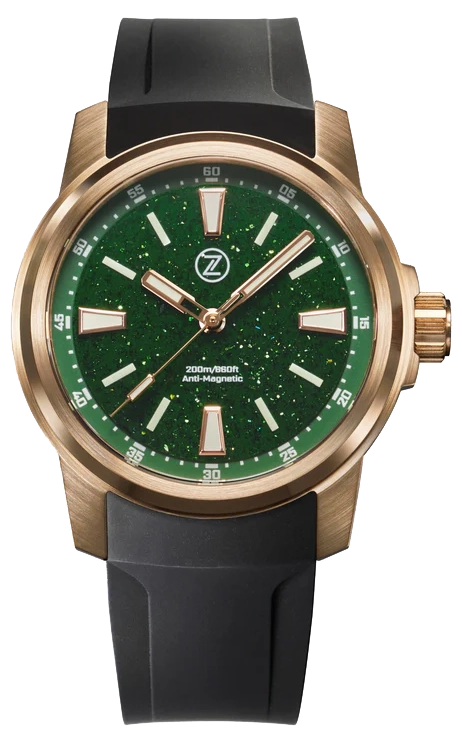 Zelos Aurora Field 38mm Bronze Green Aventurine
